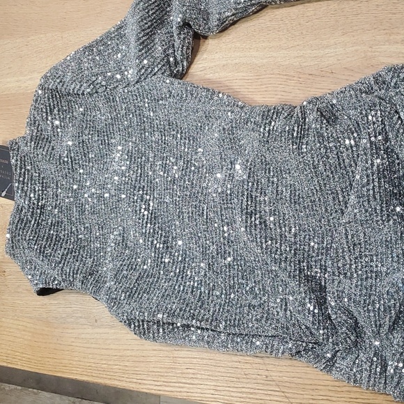 NWT MICHAEL COSTELLO DIONNE MIDI DRESS SILVER - Picture 4 of 6